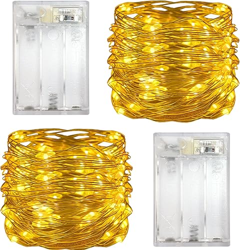 Miniatura 7 de Yalilong Paquete de 2 luces LED con función de temporizador, funciona con pilas, mini luces de hadas para fiestas en el hogar, Navidad, Halloween,
