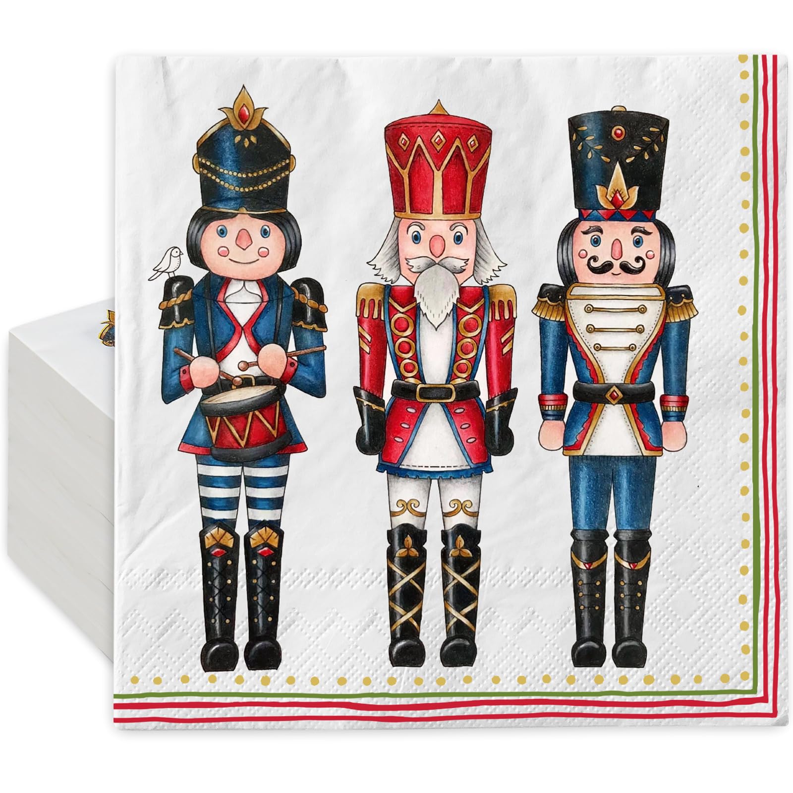 JarThenaAMCS 80Pcs Christmas Paper Napkin Nutcracker Disposable Luncheon Napkin Cartoon Dessert Dinner Hand Napkin for Birthday Baby Shower