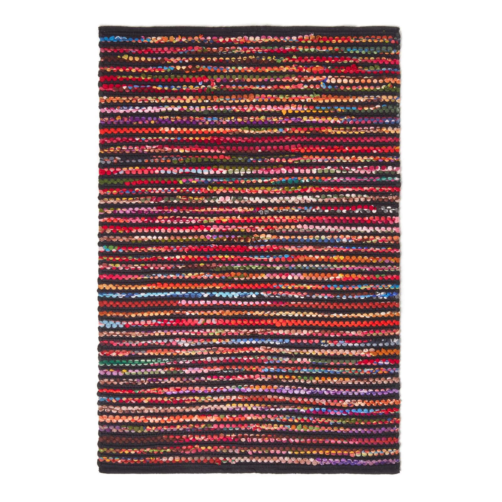 HOMESCAPES - Tapis tissé Chindi Multicolore, Fabrication Artisanale - Folk - 160 x 230 cm