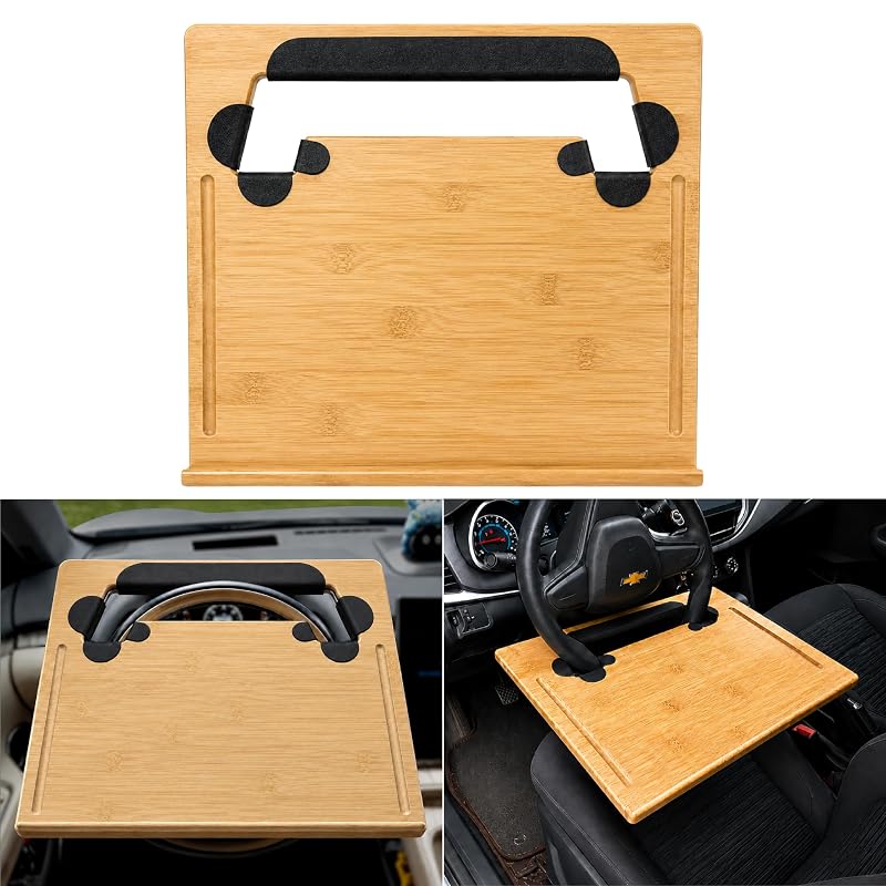 Bandeja para Volante em Bambu Natural com Suporte para Notebook CARTIORA 38,1 x 35,6 cm