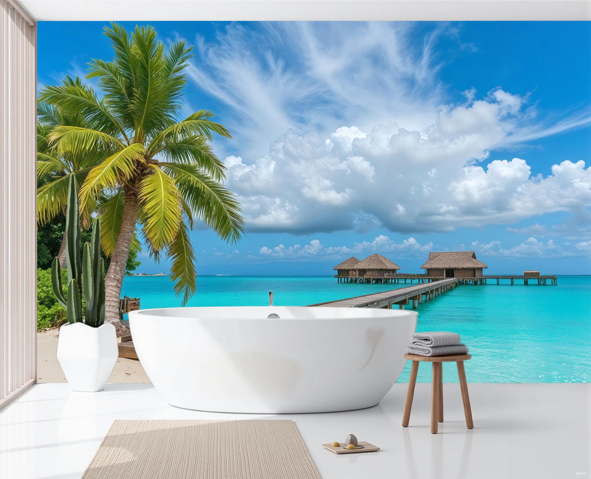 Papier peint maison sur pilotis en soie pour créer un cocon tropical apaisant