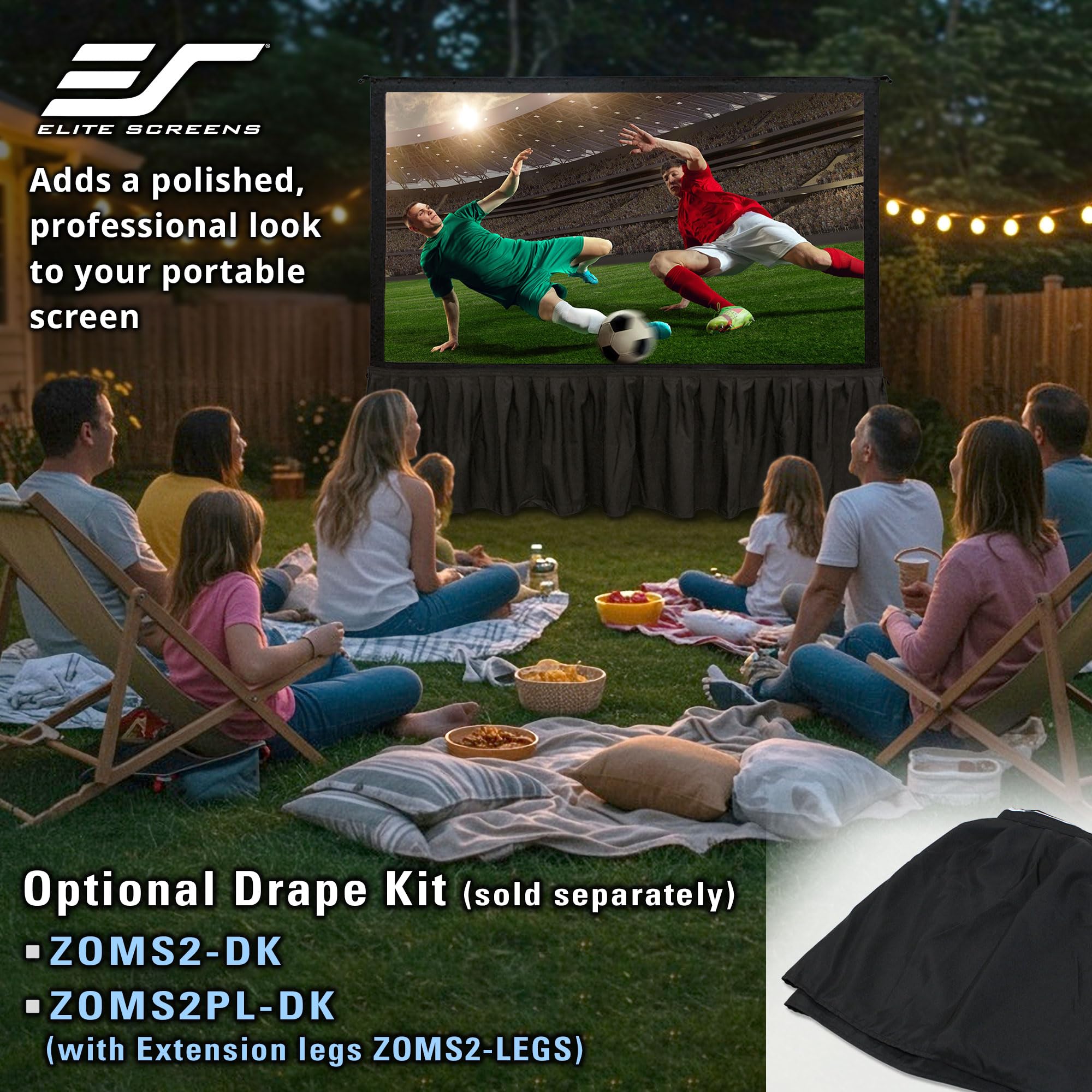 Elite Screens Yard Master 2, 90-calowy ekran projektora zewnętrznego ze stojakiem, 16:9, 8K 4K Ultra HD 3D, szybko składany, przenośny ekran kinowy, składany do wewnątrz, łatwy do kliknięcia ekran