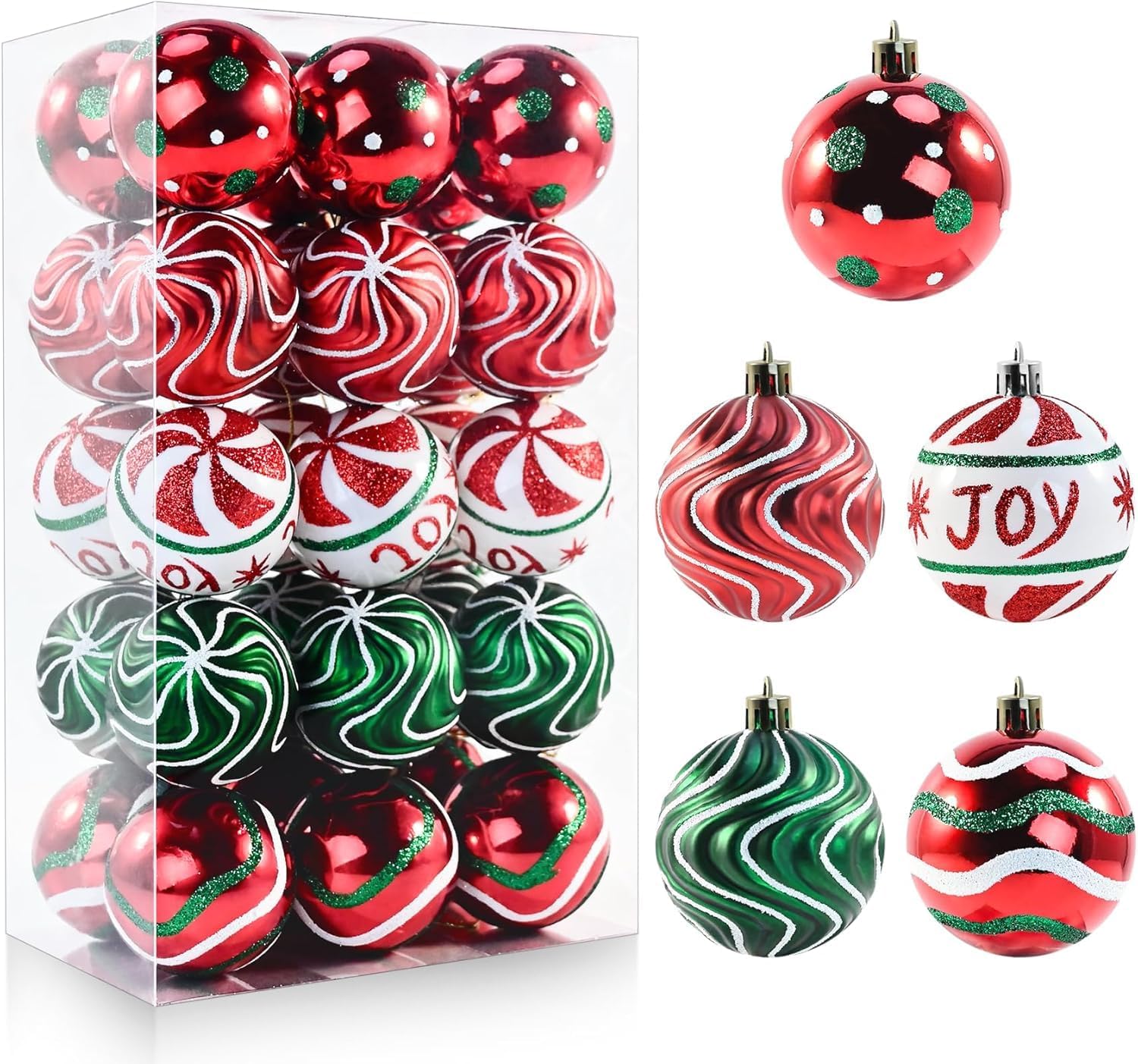 30PCS Christmas Balls Ornaments – 2.36″ Red Green White Xmas Balls Decoration, Shatterproof Christmas Balls Ornaments for Christmas Tree, Painting & Glittering Hanging Ball for Party Event(Style-23) 30PCS Christmas Balls Ornaments – 2.36″ Red Green White Xmas Balls Decoration, Shatterproof Christmas Balls Ornaments for Christmas Tree, Painting & Glittering Hanging Ball for Party Event(Style-23)