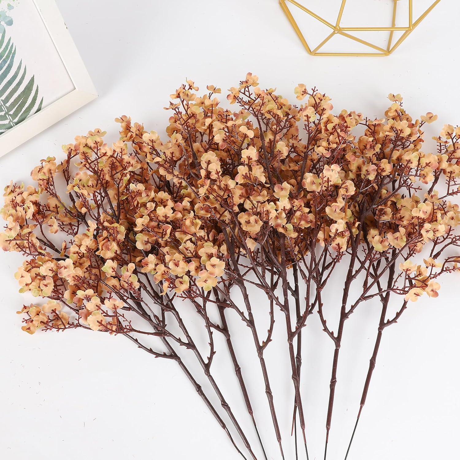 Babys Breath Artificial Flowers, 8 Bundles Real Touch Light Brown Fake Flowers Silk Flowers Bulk for Vase Home Office Wedding Spring Indoor Outdoor Centerpiece Table Decorations - Image 7