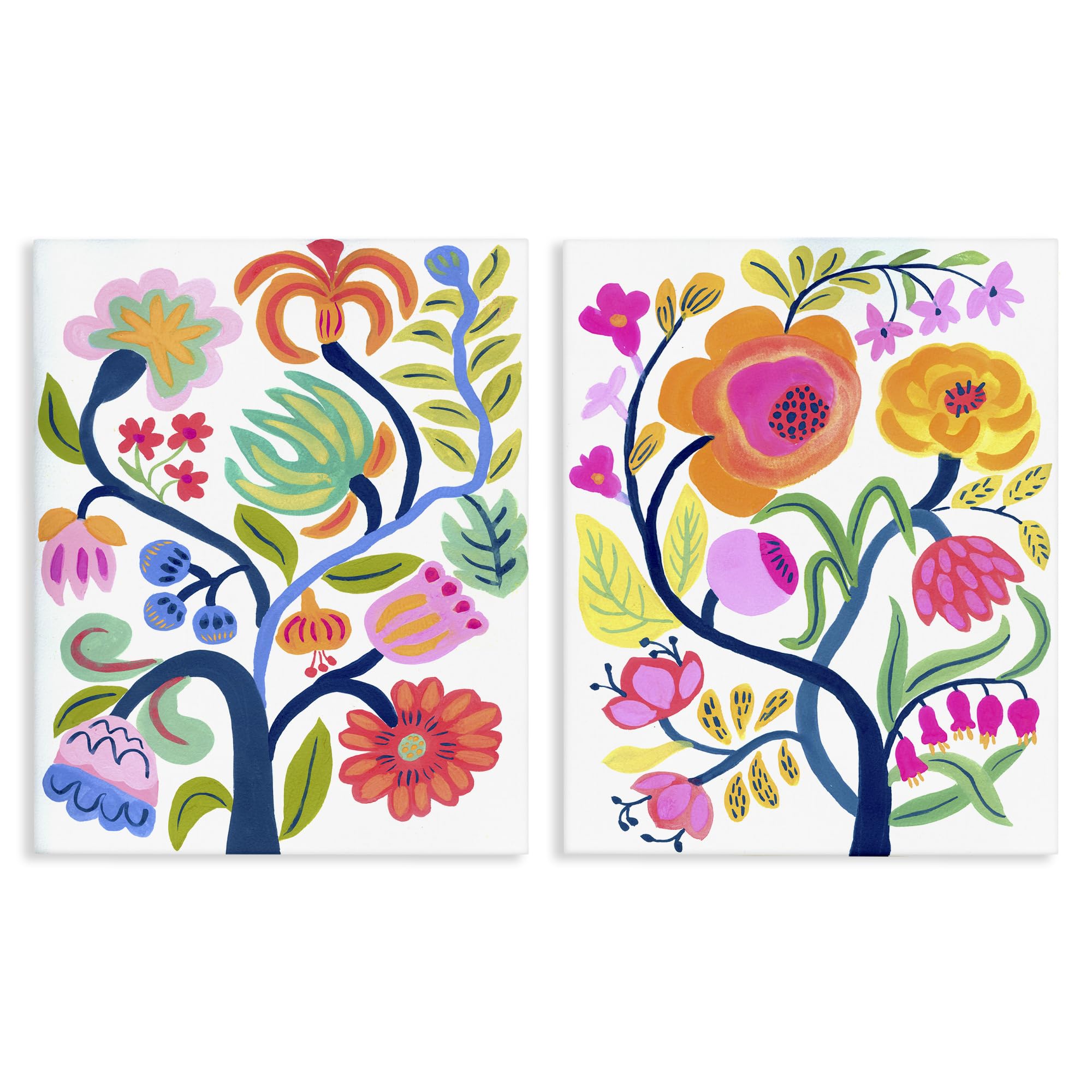 Stupell Industries Boho Blue Tree Floral 'Colorful Boho Blue Tree'| 2Pc Canvas Art Set 2