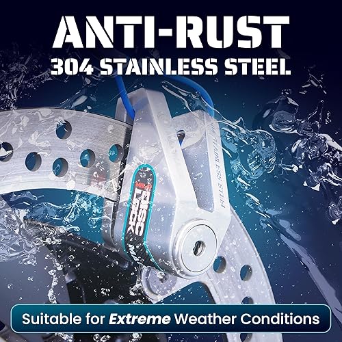 Miniatura 3 de MBL01 Nunca se oxida Bloqueo de freno de disco - Alta seguridad Acero inoxidable 304 - Resistente a la intemperie - Cable recordatorio - Adecuado