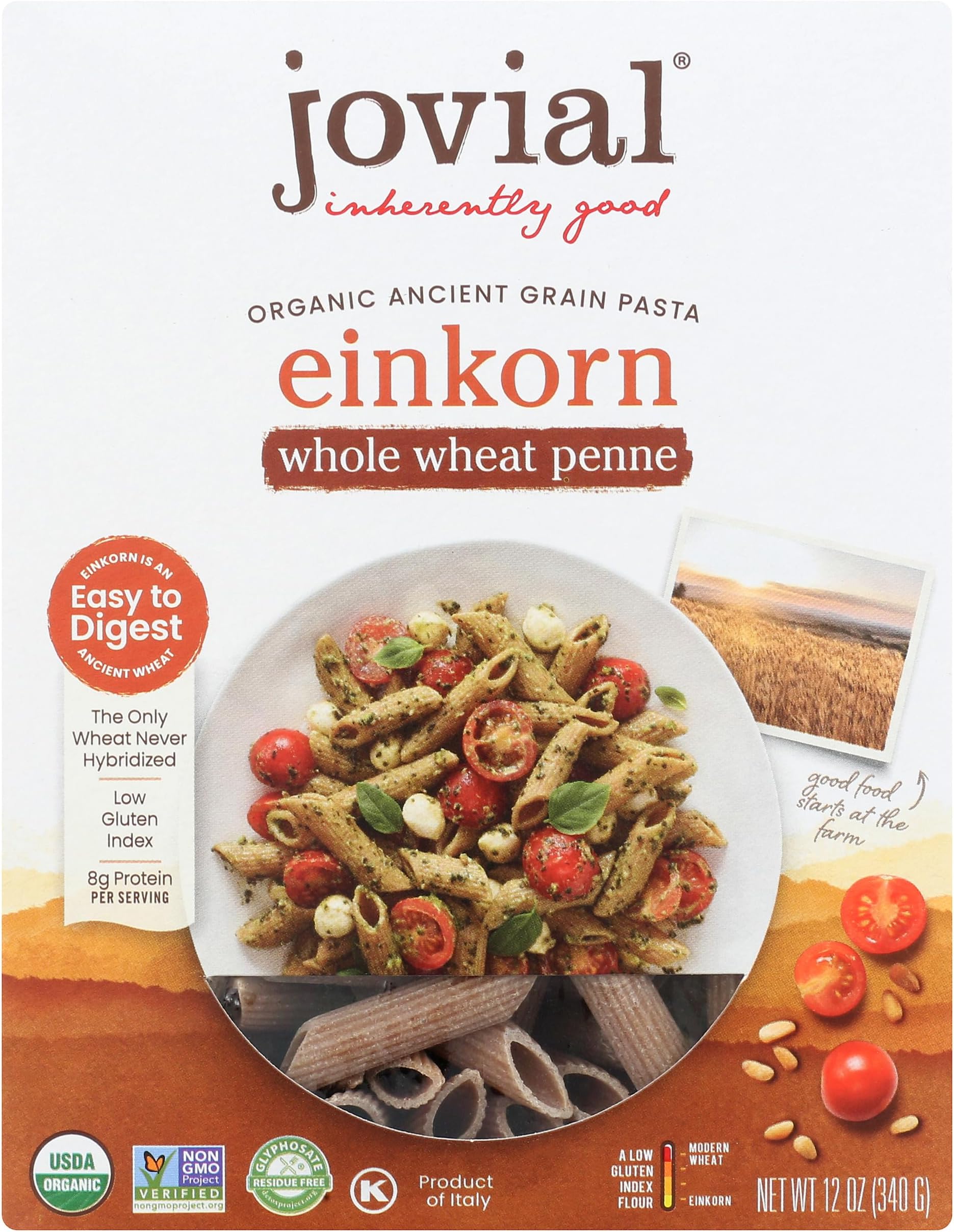 Organic Einkorn Whole Grain Penne Rigate - 12 oz.USDA Organic