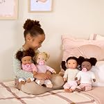 LullaBaby Baby Doll, 14-Inch Realistic Soft-Body Doll, Blue Eyes | Blue eyes, wavy light-blonde hair, pink sweater and pants, 2 hair elastics for styling play, pacifier included, 2+ Years