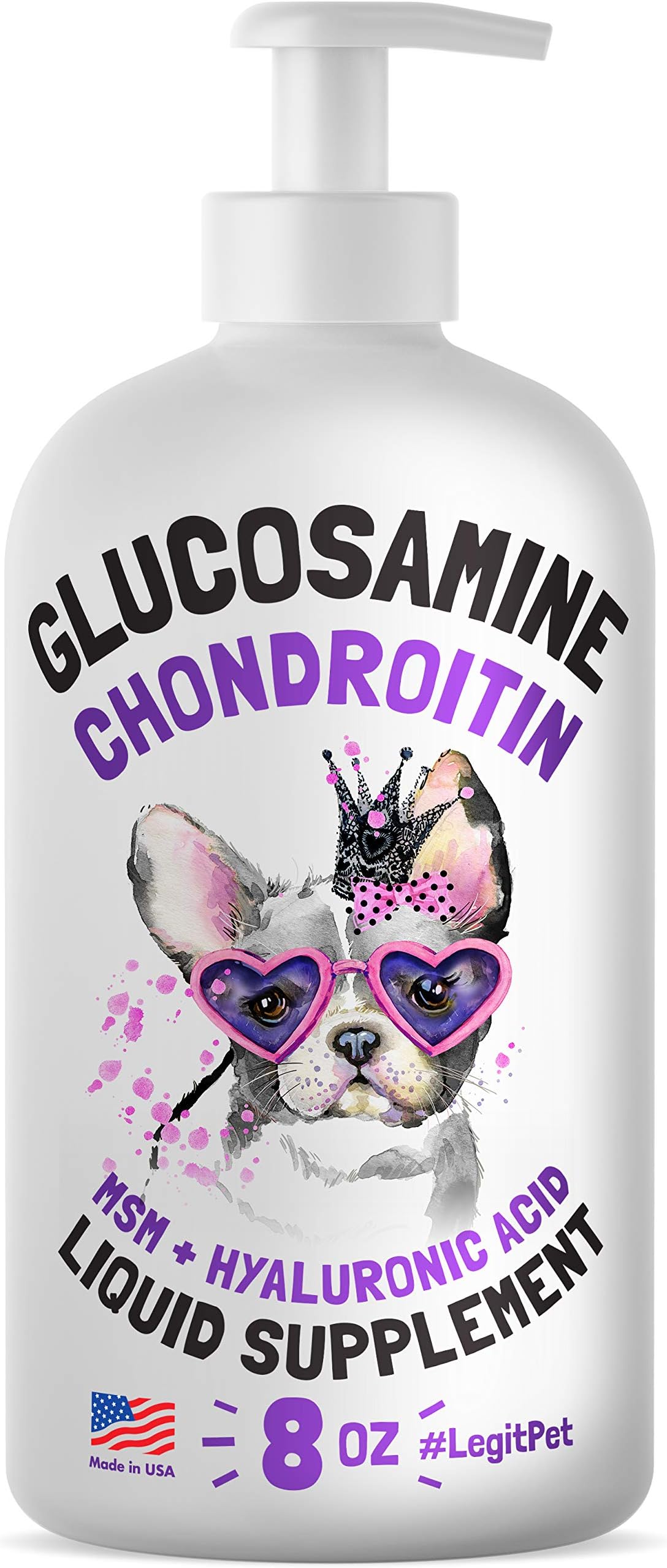 Liquid Glucosamine for Dogs Bacon Flavour with Chondroitin, MSM & Hyaluronic Acid K9 Supplement Hip and Joint Formula Advanced Mobility Joint Pain Relief Senior Advanced Supplement for All Breeds