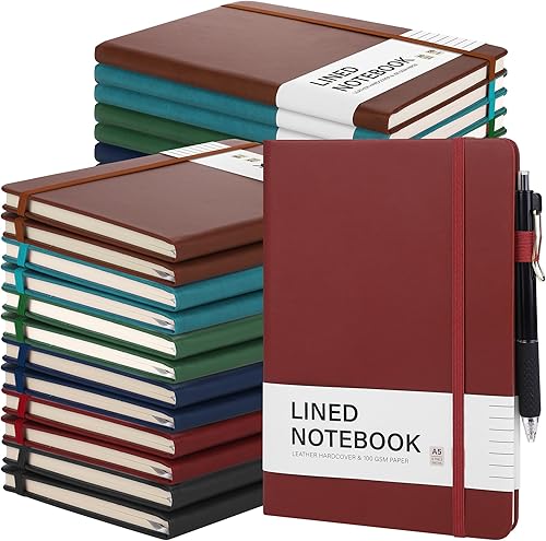 Miniatura 13 de Aodaer Juego de 30 cuadernos rayados con bolígrafos, cuadernos A5 de 100 GSM, cuaderno de tapa dura con rayas universitarias, bloc de notas de piel