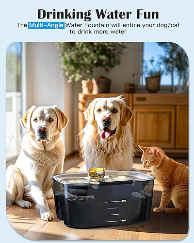 Miniatura 7 de lesotc - Dispensador de agua para perros de 338 oz10 L, fuente de agua para perros, de acero inoxidable, fuente de agua para perros grandes y