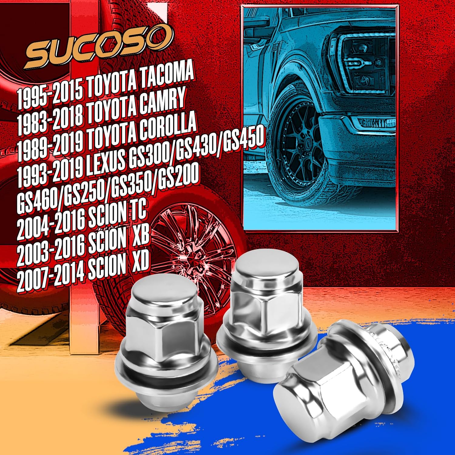 12x1.5 Lug Nuts Set for Toyota Camry Corolla,12x1.5mm Chrome Closed End Mag Seat Wheel Lug Nut with Washer 13/16" (21mm) Hex for Lexus CT200h GS300, 20PCS OEM Style One-Piece Compatible Factory Wheels