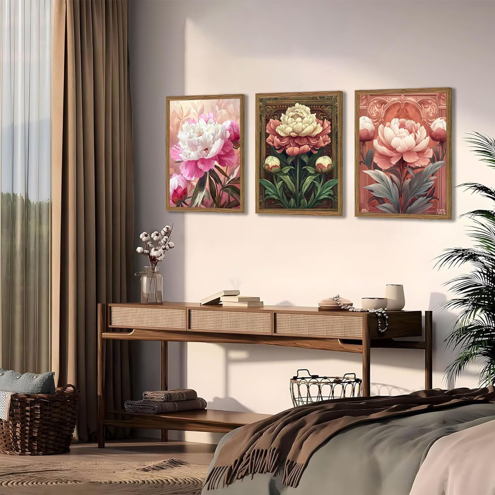 Generico Cnyaunfi 3 Pezzi Fiore Pittura Diamante Fai-Da-Te, 5D Retro Diamond Painting Kit Completo per Hobby Creativi Adulti, Per La Decorazione Della Parete Di Casa 70x90cm YF-3496