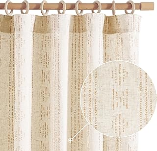 Jinchan Boho Curtains - Living Room Farmhouse Taupe Curtains, 84 Inch Le...