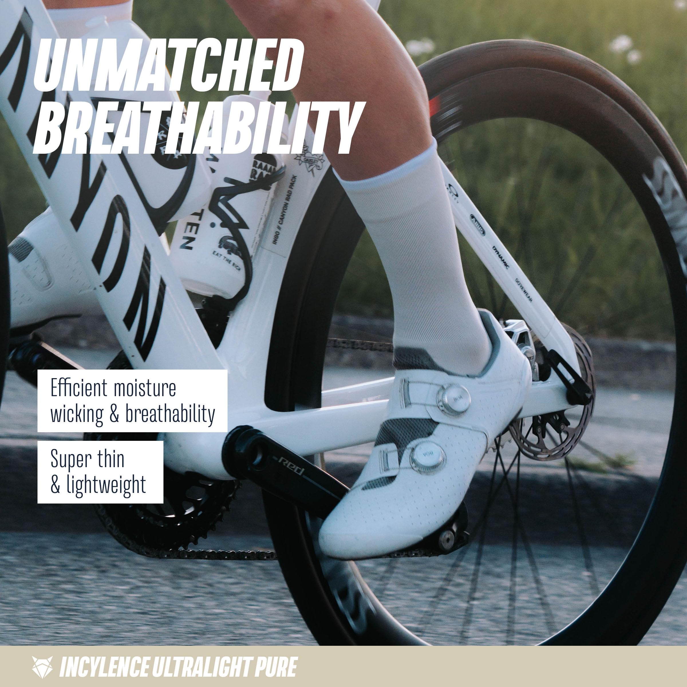 INCYLENCE Chaussettes de vélo de course pour femme ultra fines avec compression légère respirantes
