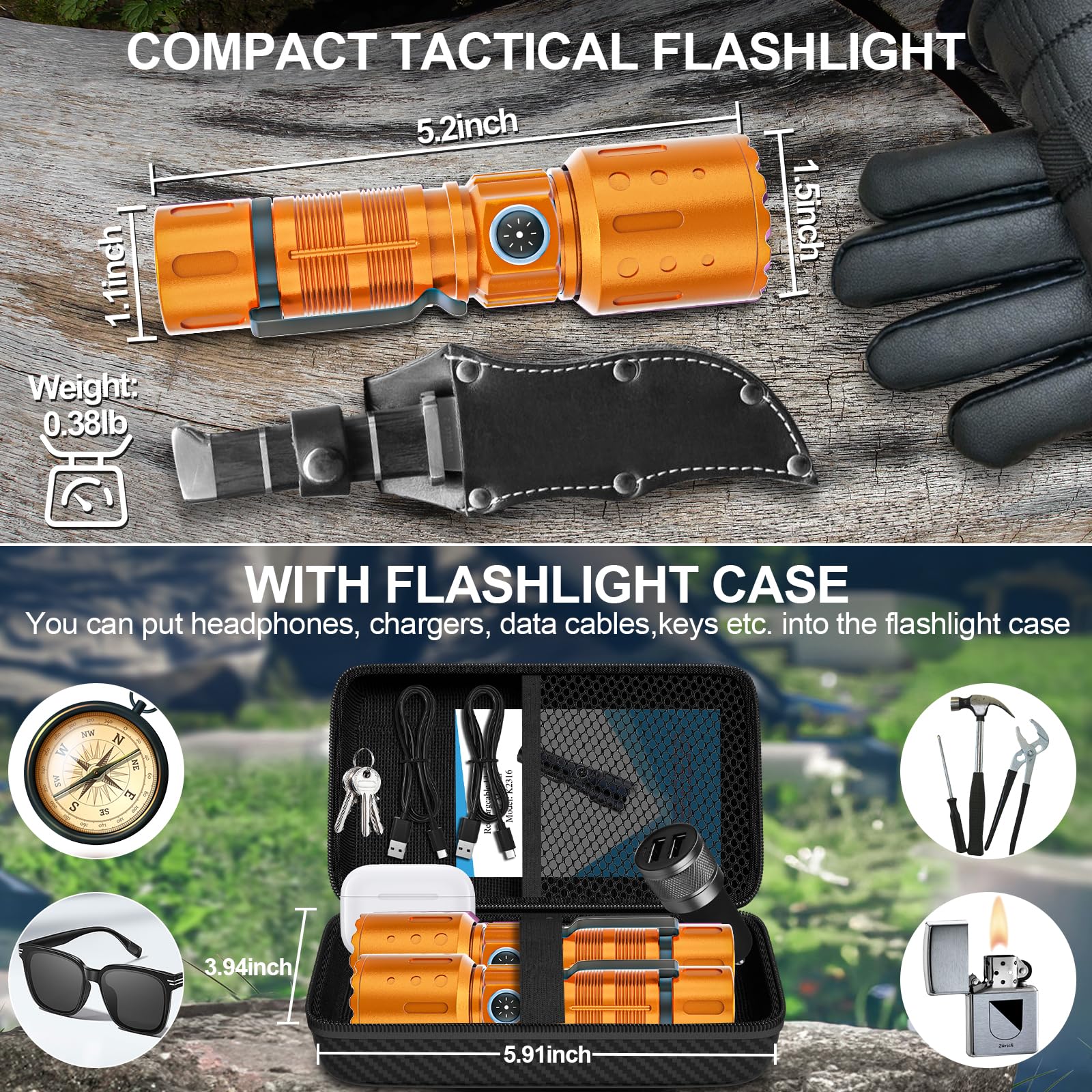 Lampes de poche haute lumens rechargeables, 20 000 lumens, super lumineuses, 1500 mètres de long, petite lampe de poche puissante, 6 modes, lampe torche tactique LED étanche pour urgence domestique