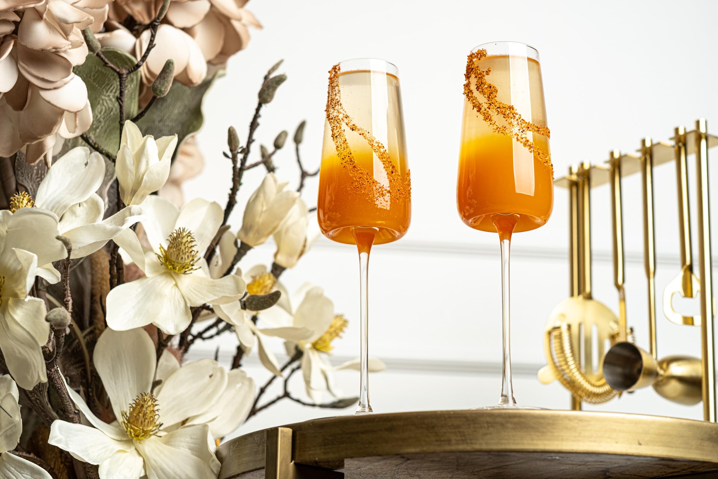 Verres à Prosecco, Cava et Champagne | Lot de 2 | Flûtes à Long Pied en Cristal pour Mimosa, Kir Royale et Impérial, French 75, Hugo et Cocktails de Vins Mousseux | Élégante Verrerie Cadeau