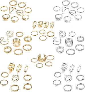 65PCS Bohemian Knuckle Ring Midi Ring Set Hollow Silver Gold Vintage Stackable Rings Fashion Finger Knuckle Midi Rings for Women