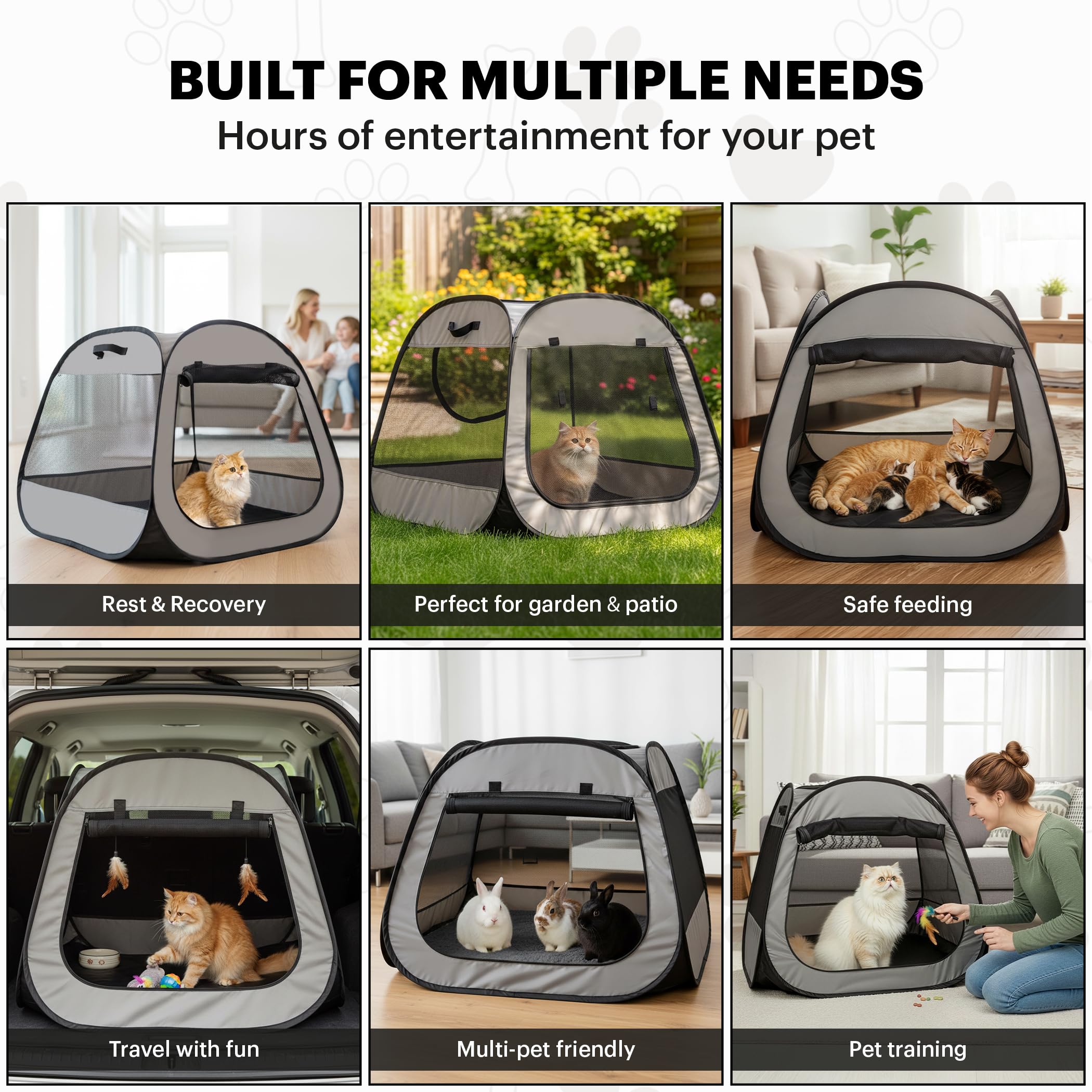 Portable Cat Playpen - Safe Indoor Outdoor Tent -2