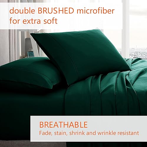 Miniatura 4 de American Home Collection Juego de 2 fundas de almohada de microfibra de doble cepillado, suaves y de fácil cuidado (verde bosque, tamaño King 20 x