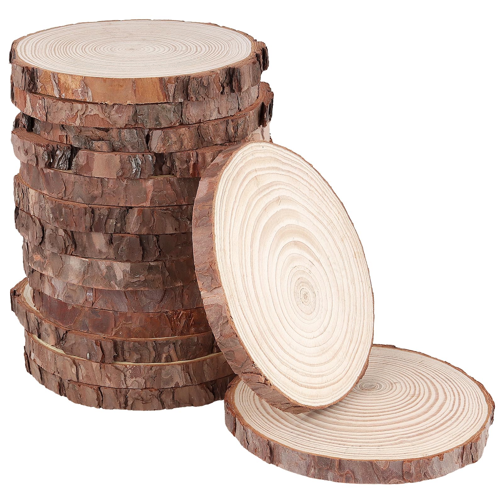Naturholzscheiben zum Basteln, unlackierte Holzscheiben mit Rinde, 1,5 cm dick, runde Holzuntersetzer für Handwerk, Ornamente, Dekorationen, 30 Stück