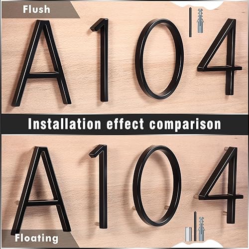 Miniatura 4 de VONDERSO - Letrero de dirección flotante de 5 pulgadas, aleación de zinc de metal negro para patio, calle y buzón, números y letras modernos sólidos