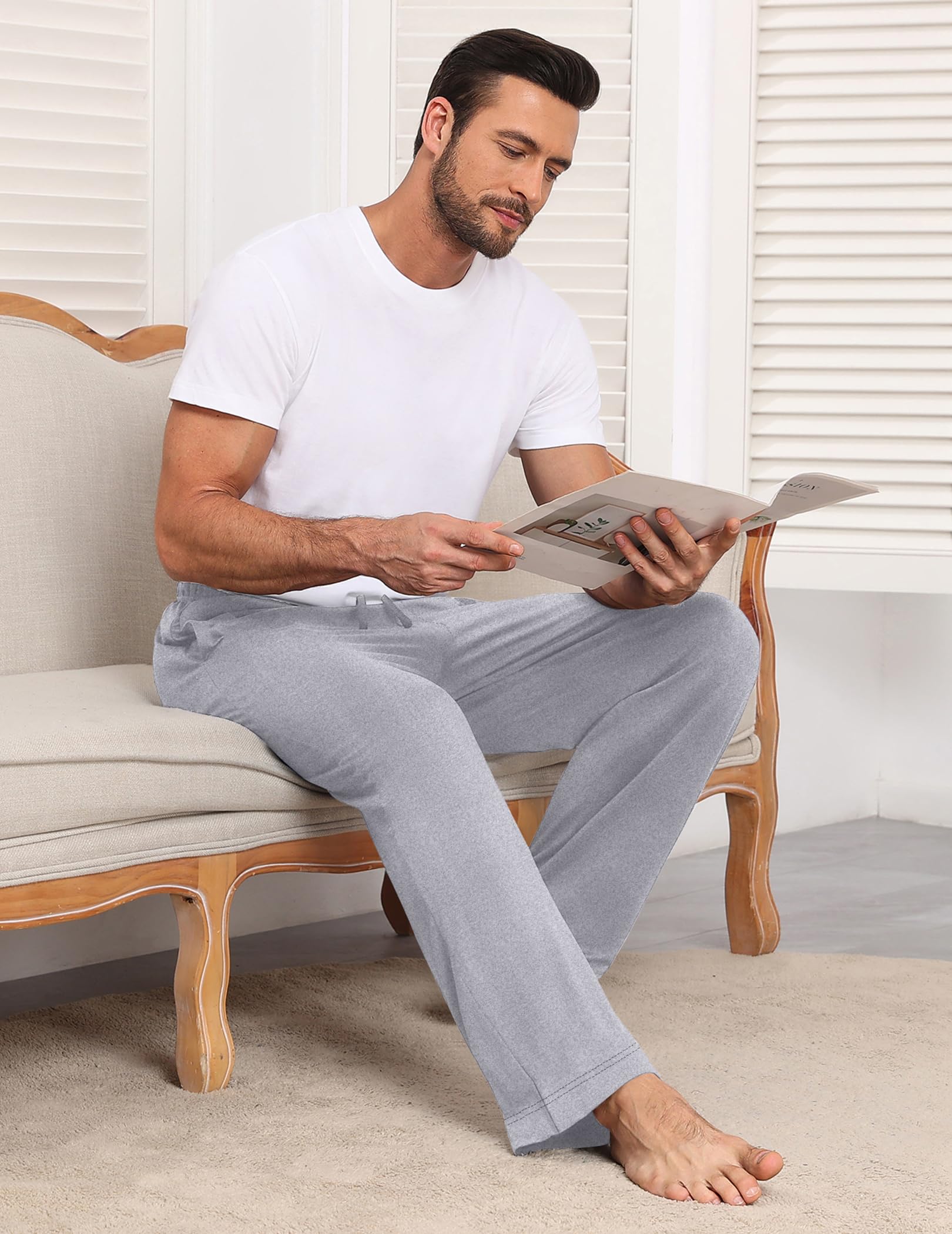 Ekouaer Pantalones De Pijama Cómodos Para Hombre Pantalones De Pijama Para Hombre Pantalone Largos Y Relajantes Estar Por Casa Con Bolsillos S-XXL