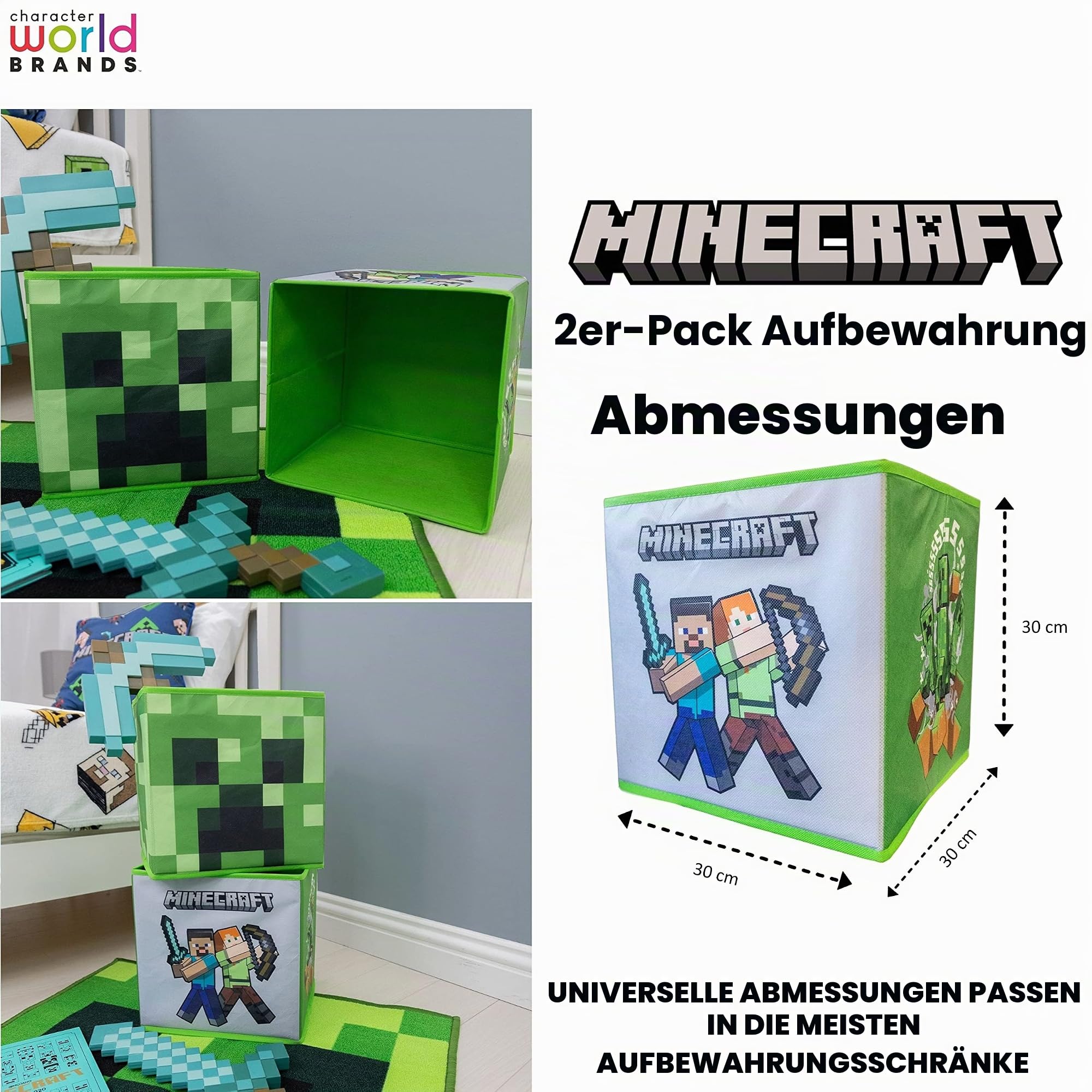 minecraft aufbewahrung Offiziell lizenzierte Aufbewahrungsboxen von Character World Größe:50 CM Chefarone Auflagenbox Tasche 420D 실크
