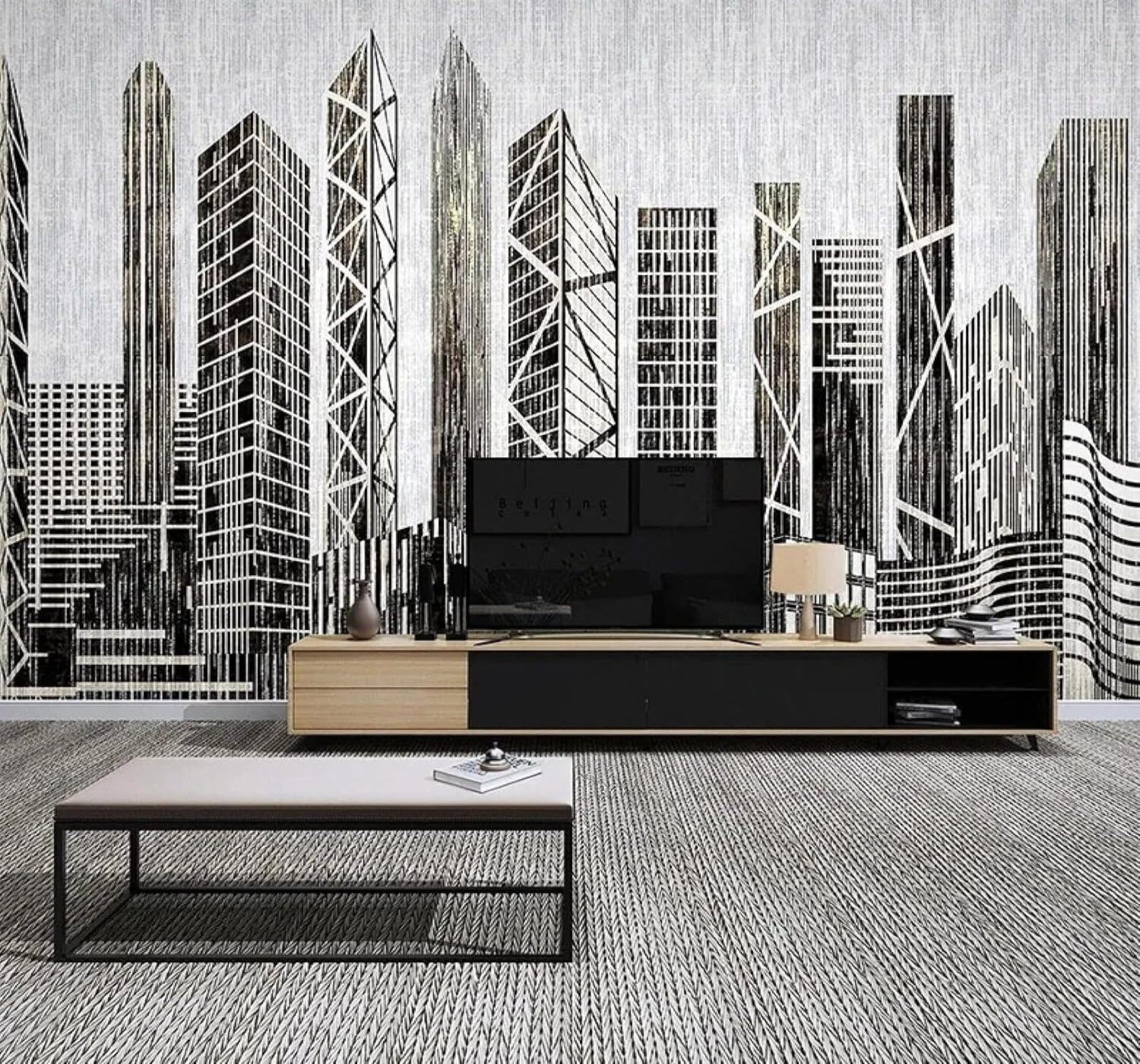 XLMING Hand Drawn Creative Geometric Urban Architecture Landscape 3D Wallpaper Luxury Home Dining Decor Paste Sofa Living Room The Wall for Bedroom Mural-350cm×256cm