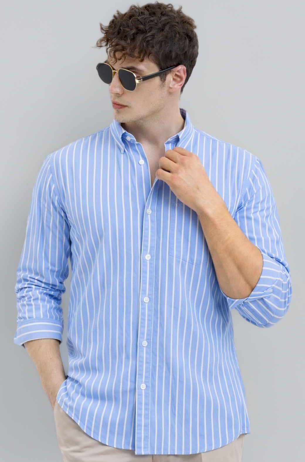 Men's Casual Printed Striped Stylish Latest Formal Shirt for Men
