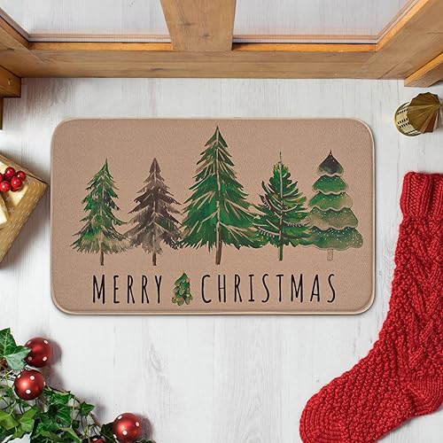 Miniatura 6 de Alishomtll Juego de 2 tapetes de cocina de Navidad, juego de 2 tapetes de cocina de invierno con árboles de Navidad, decoración de cocina para