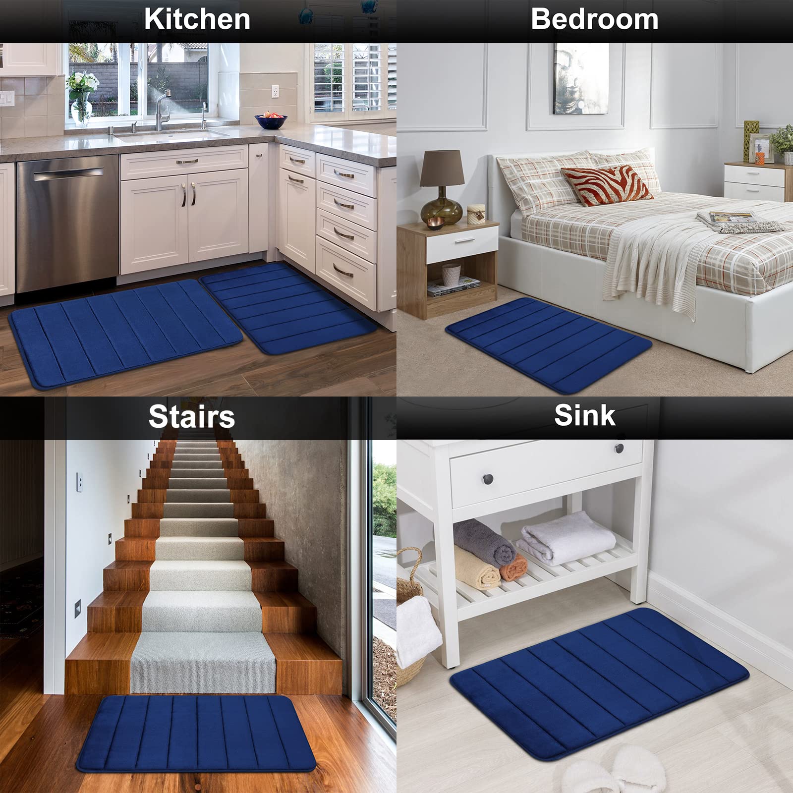 Colorxy, tappetino da bagno in memory foam, morbido e assorbente, antiscivolo, grande tappeto da bagno per cucina e bagno 20"x32"/50x80 cm Allegro