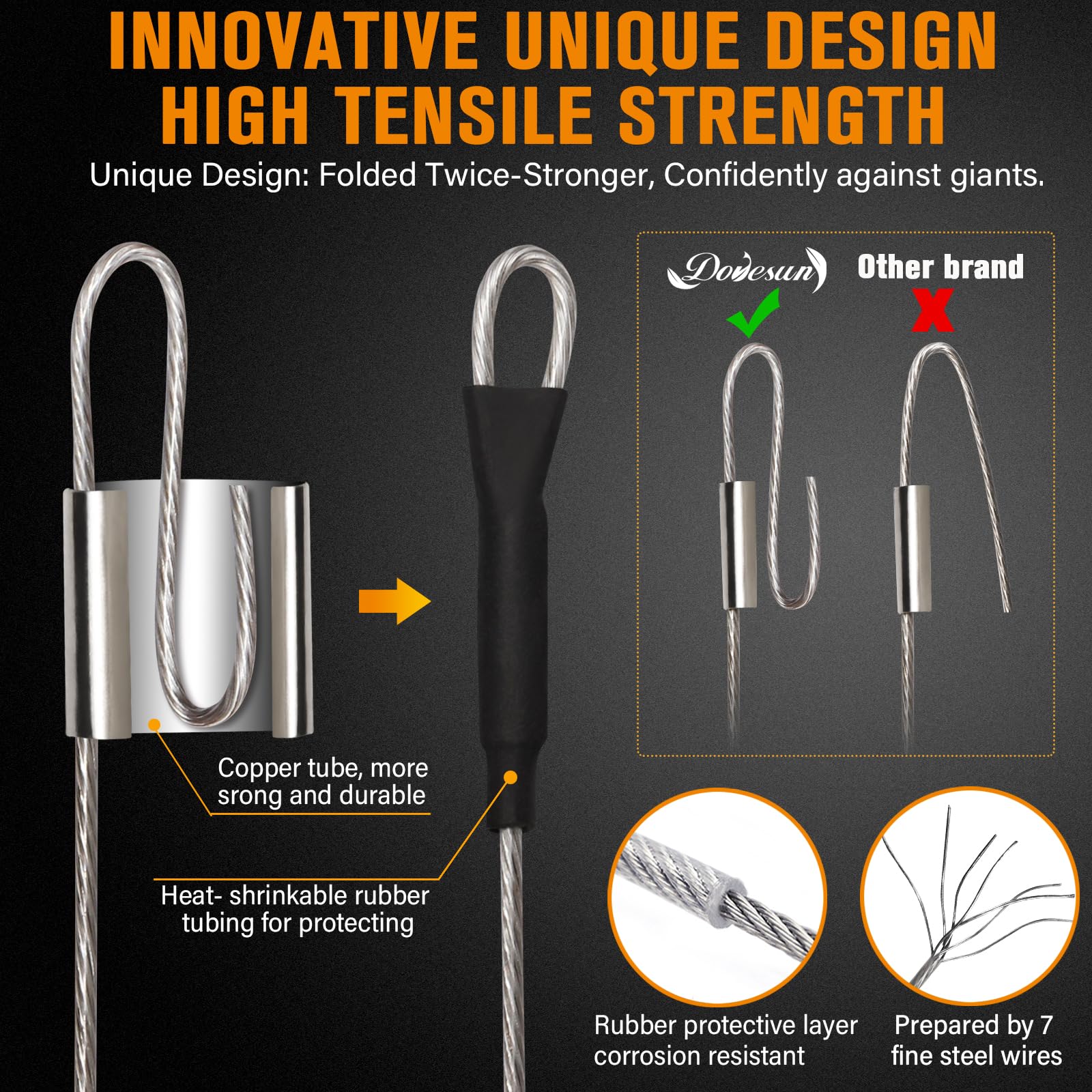 Dovesun 30PCS Circle Hooks Fishing Pre-Rigged Catfish Rig for Saltwater Freshwater Catfish Hooks with Wire Leader Five Sizes 2/0 4/0 6/0 8/0 10/0