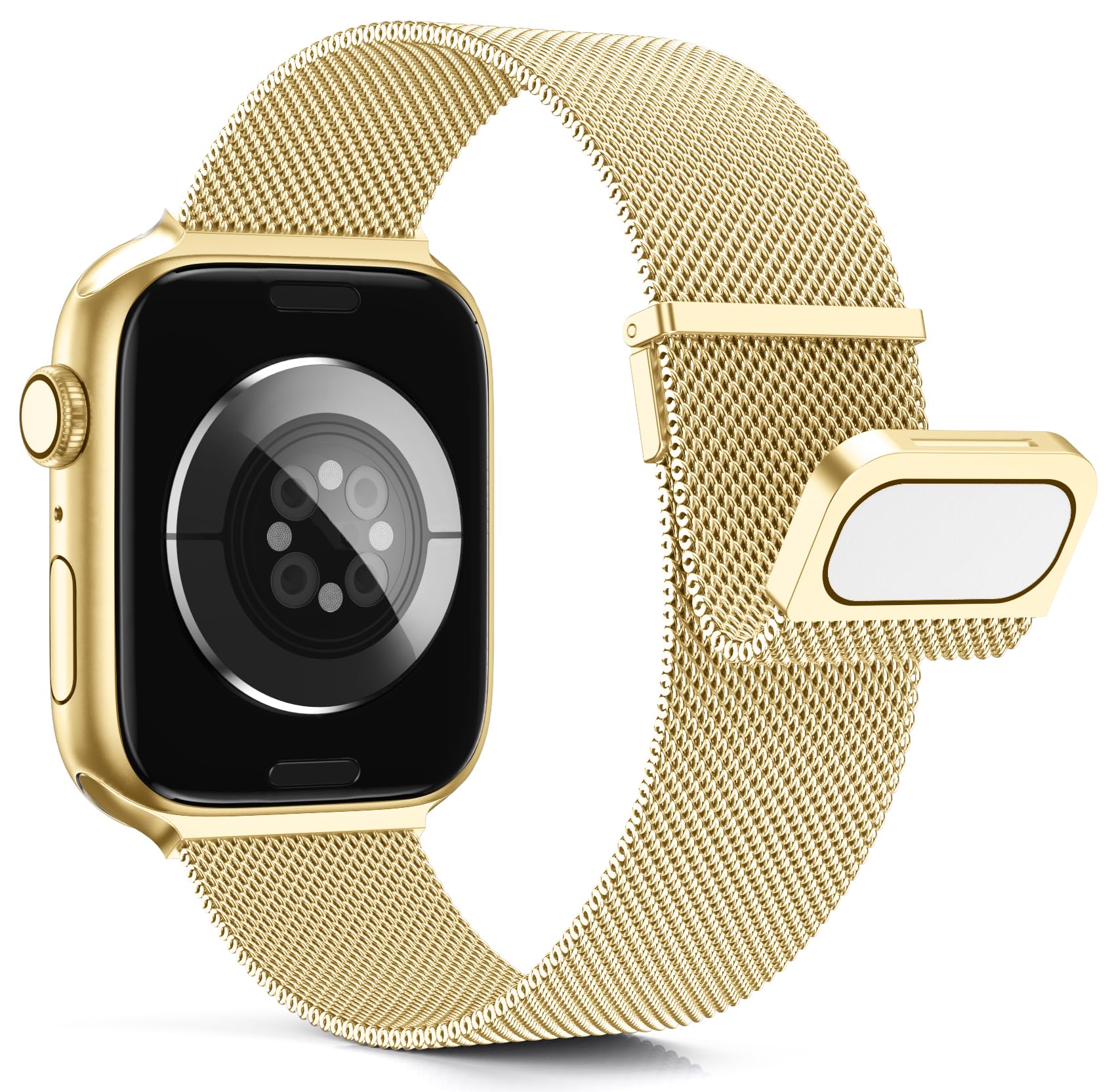 Higgs Metallo Cinturino Compatibile con Cinturini Apple Watch 40mm 41mm 38mm 44mm Ultra 2 49mm 45mm 42mm Uomo,Cinturino Doppie Magnetiche per iWatch Serie SE(se 2) 9 8 7 6 5 4 3 2 1, Maglia Milanese