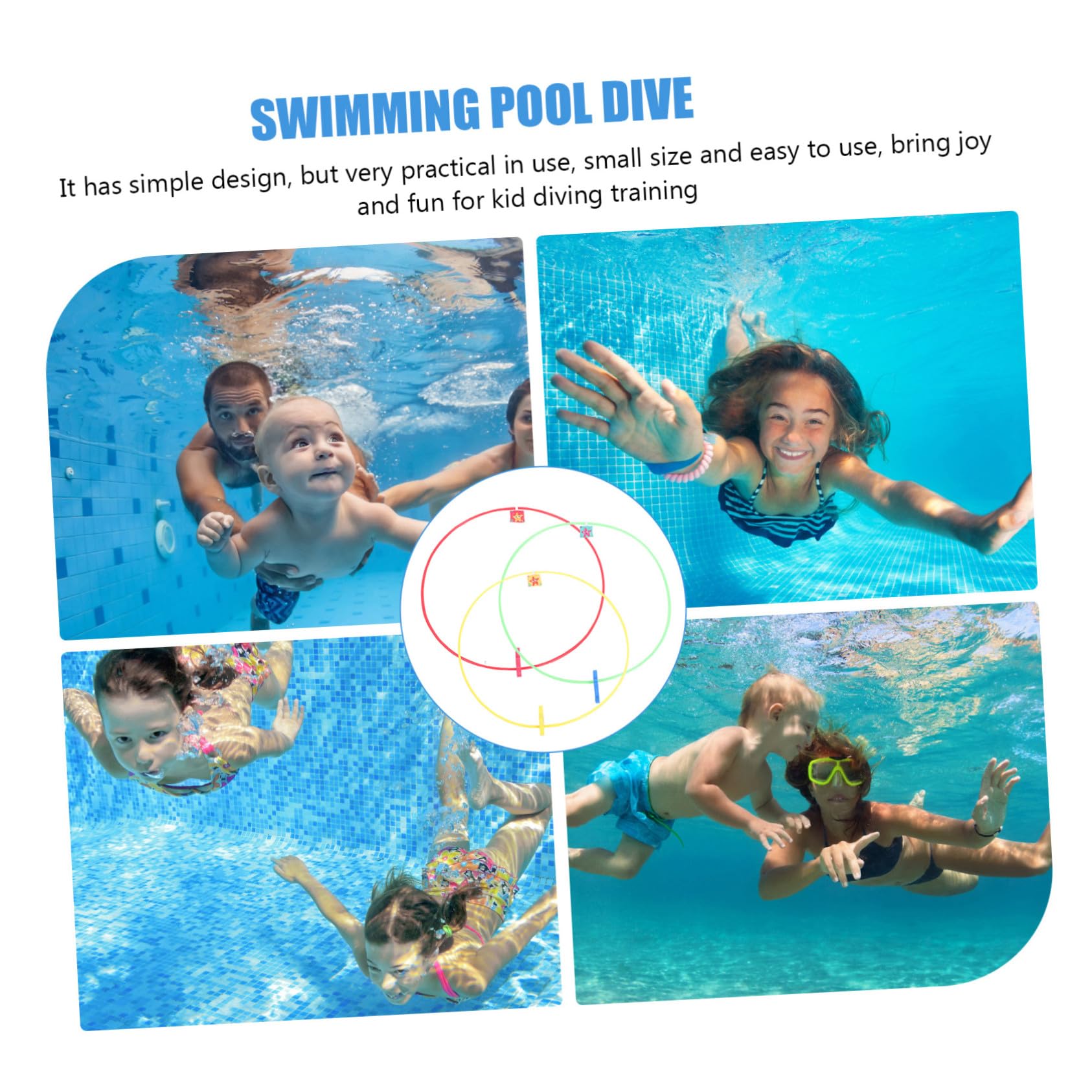 NOLITOY Anneaux de Plongée et Stimulation Tactile pour Piscine en Abs et Nylon Lot de 3 Jouets Sûrs et Résistants pour Garçon et Filles, pour Jeux de Plongée