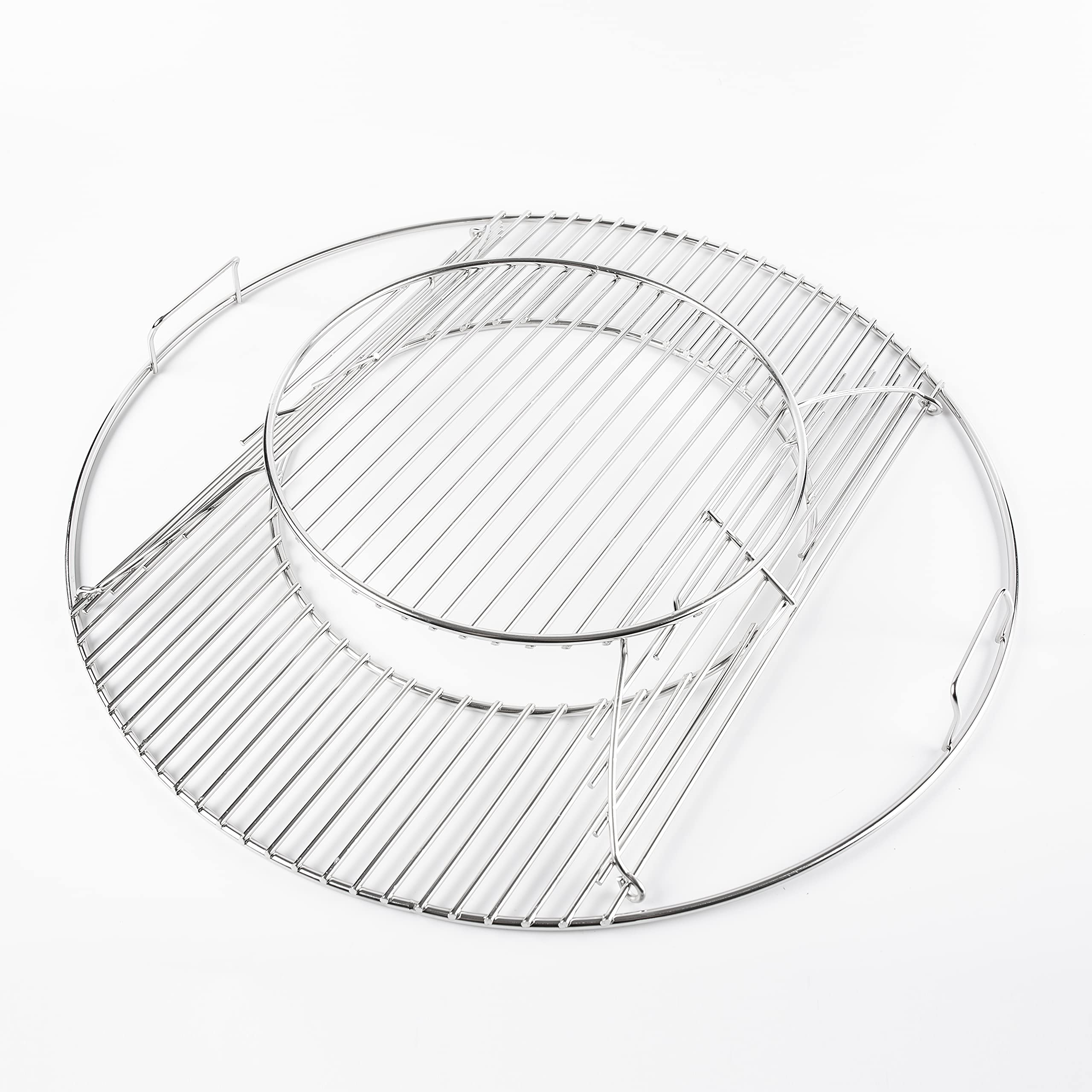LOKHING Hinged Grill Grates Replacement for Weber 57cm Charcoal grills, Gourmet System, Chrome plated Cooking Grids For Weber 8835, One-Touch, Performer, Bar-B-Kettle and Master-Touch Charcoal Grills