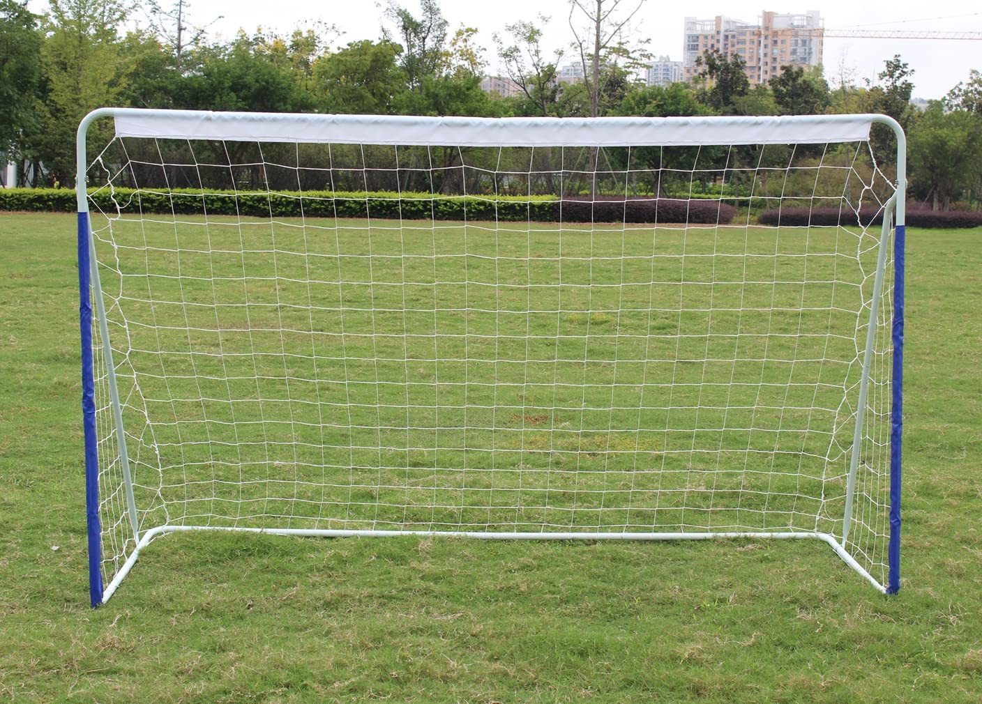 Porta da calcio portatile in acciaio da 2,4 m, per esterni e giardino, con rete da calcio imputrescibile e borsa da trasporto