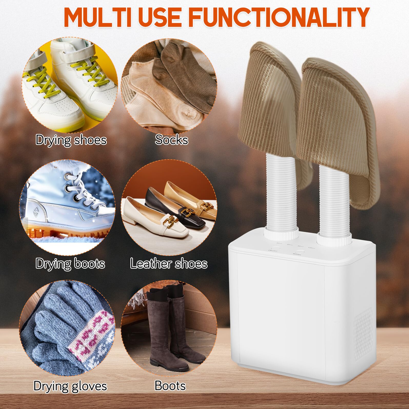 minkissy Secador de Botas Eléctrico Portátil Retráctil con Temporizador