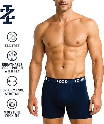 Izod Men's 5 Pack Performance Boxer Brief Boxer Briefs (pack of 5)