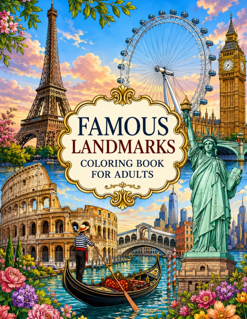 FAMOUS LANDMARKS COLORING BOOK FOR ADULTS: Color the World’s Most Iconic Cities and Architectural Wonders