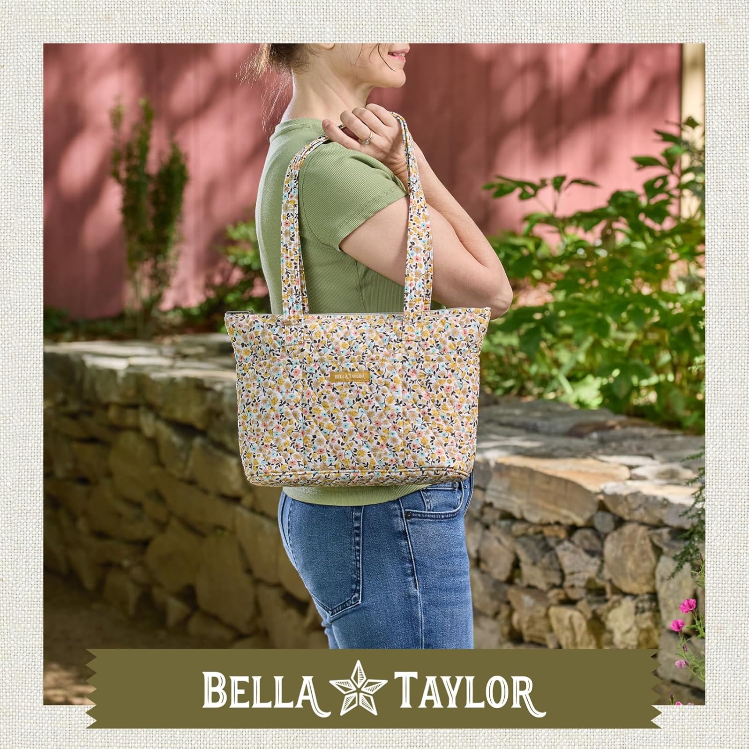 Bella Taylor Small Tote, Quilted Purse for Women, Lightweight Fabric Handbag, 10 Pockets, Zip Top - Image 2