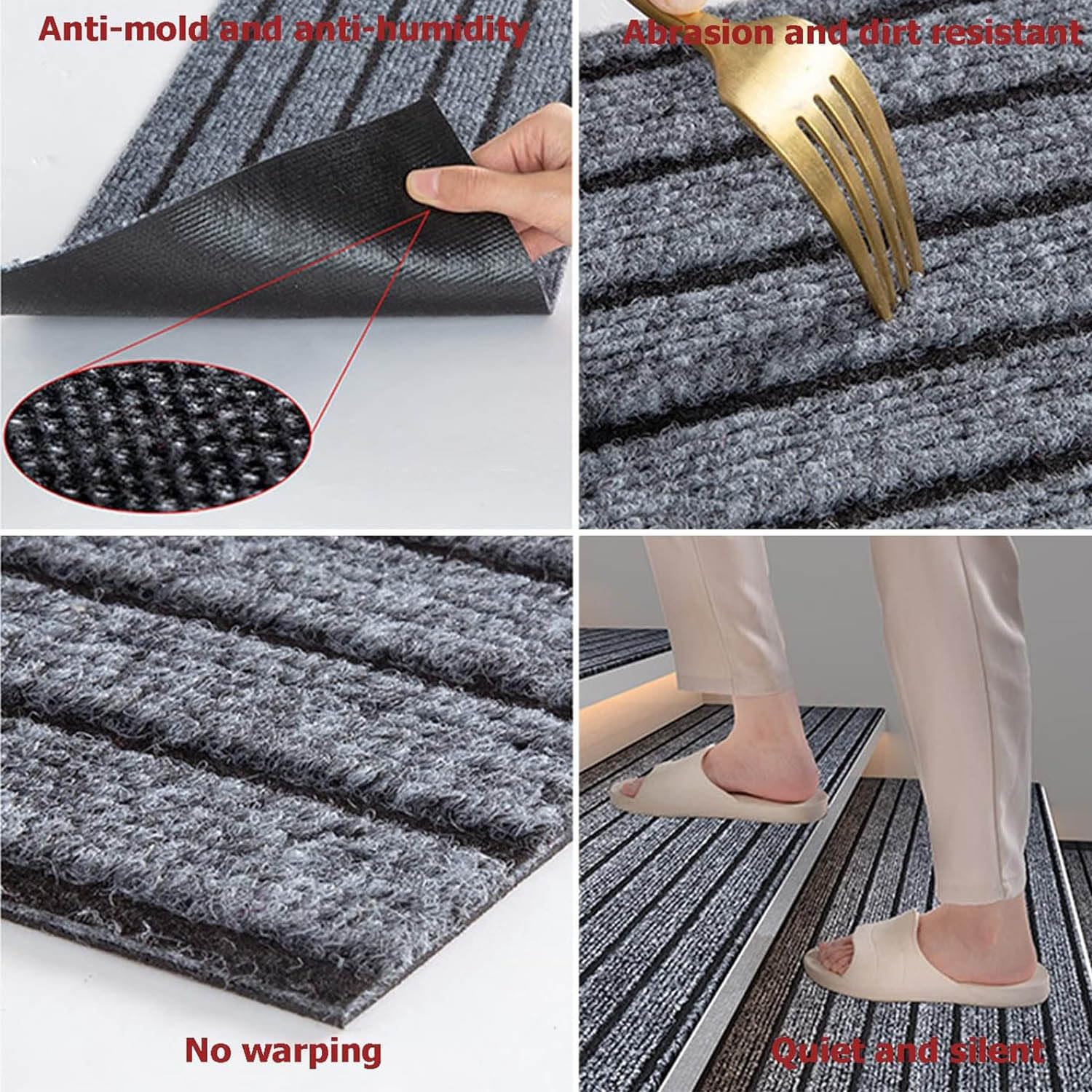 Gris,25x100cm,Lot de 4 Protection d'escalier,Tapis Escalier,Tapis Escalier Antidérapant,Marchette escalier Anti Derapant escalier,pour Enfants, Aîné, Appartement