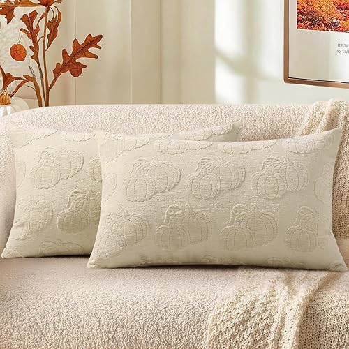 Miniatura 17 de decorUhome Juego de 2 fundas de almohada de felpilla suave de otoño de 18 x 18 pulgadas, fundas de almohada decorativas de terciopelo neutro