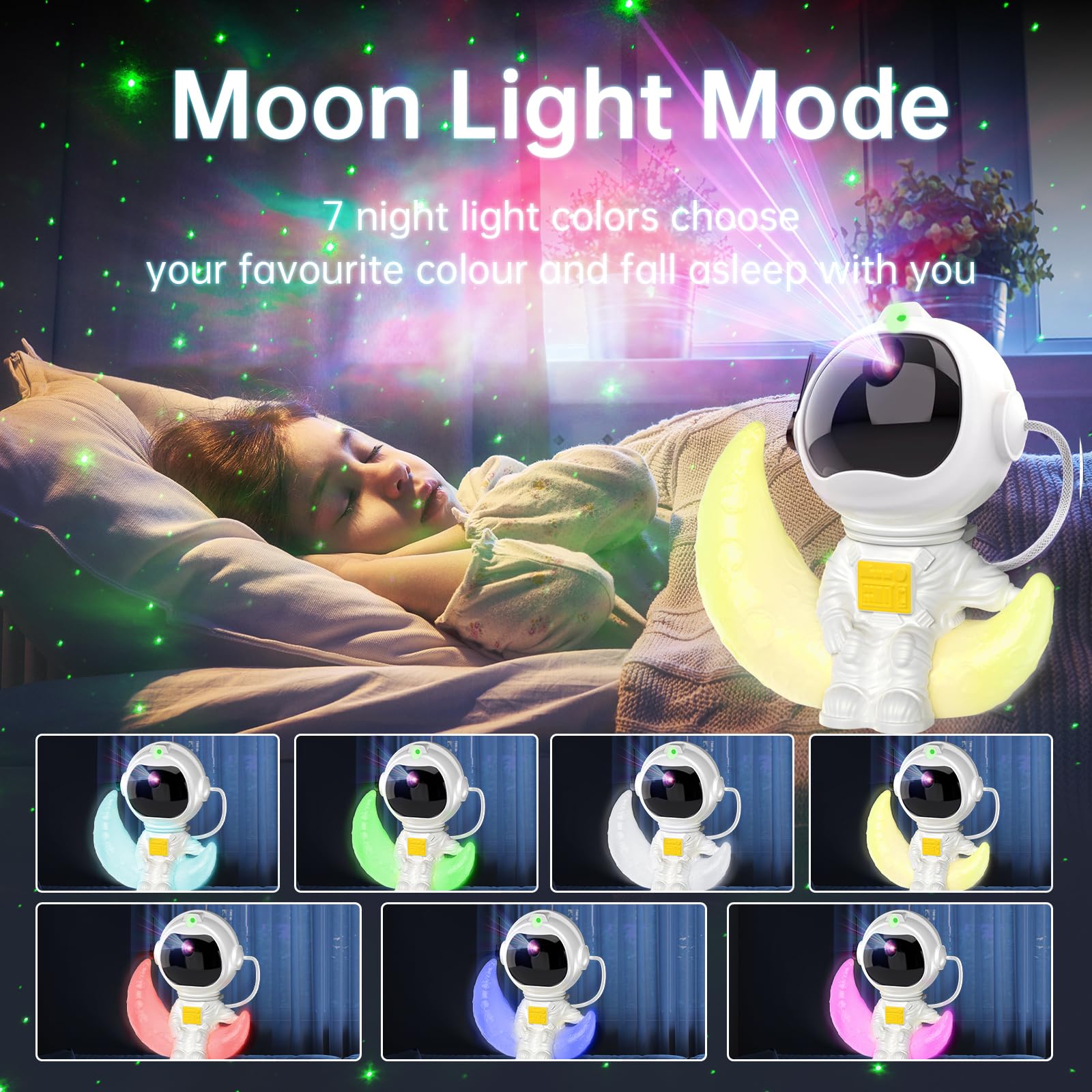 PHOSURA LED Astronauta Proiettore Stelle Galassia Lampada Notturna, Spaziale con Timer, Telecomando, Cielo Stellato Soffitto Luce per Camera da Letto, Regalo per Bambini e Adulti