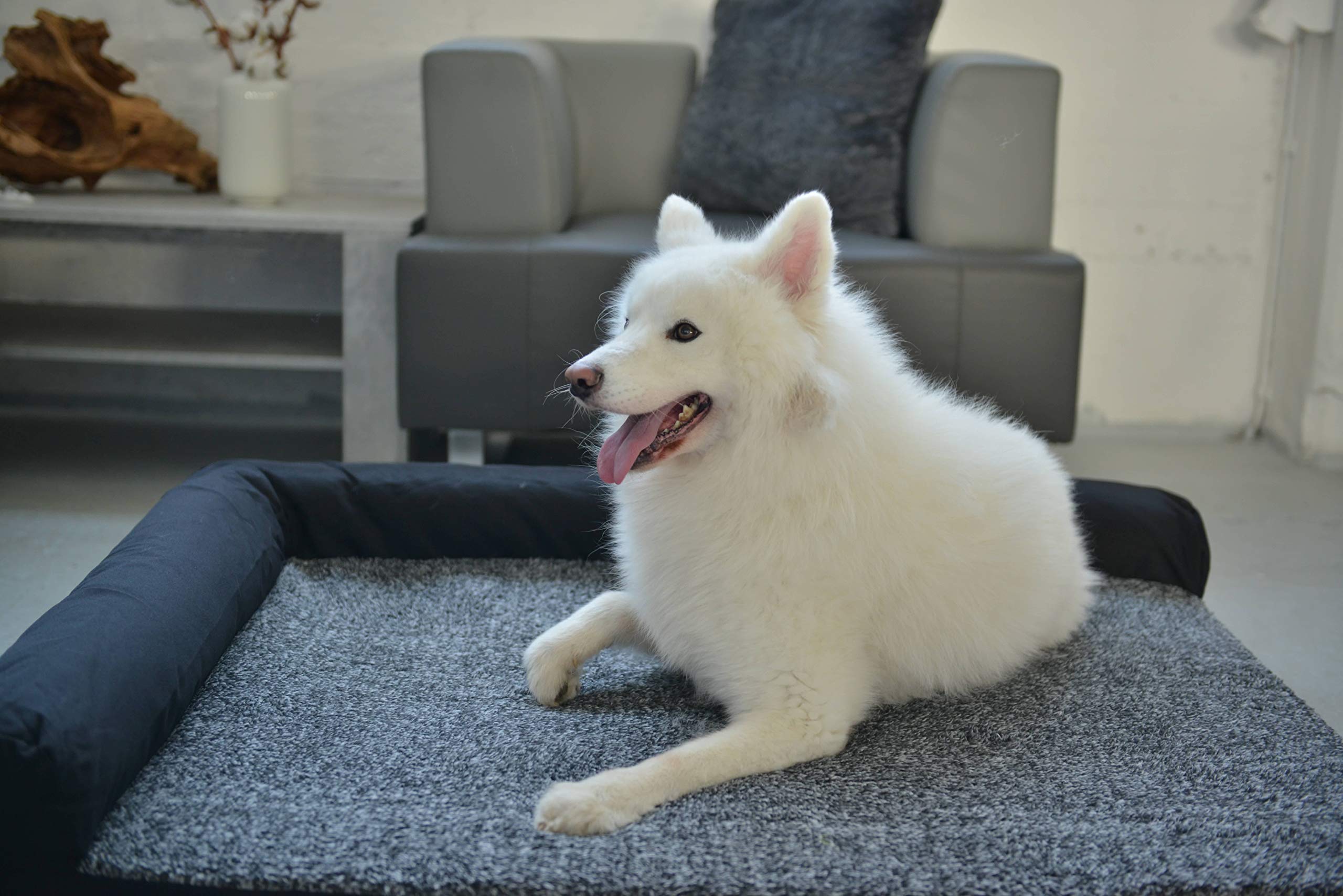 RAIKOU Cama Ortopédica para Perros Grandes,Sofá para Perros,Cama para Mascotas,Cama para Perro de Espuma viscoelástica,Desmontable y Lavable(Gris Mezclado,100 * 80cm)