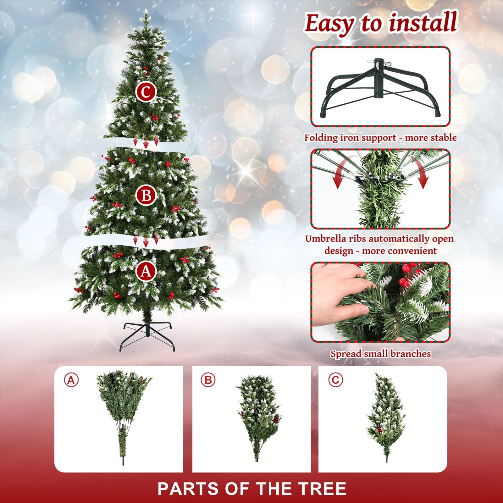 Uten Sapn De Noël Artfcel 150cm Arbre De Noël Vert Décoraton Fêtes De Noël Avec Support En
