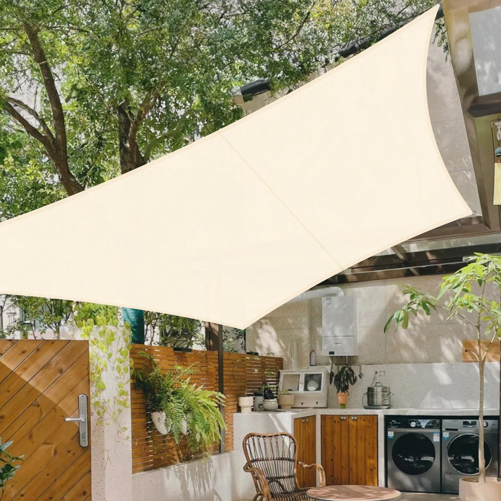 Cool Area Toldo Vela de Sombra Impermeable Rectangular 2.5x4m Protección UV PES Toldos para Patio Exterior Jardín Terraza-Arena — view 10