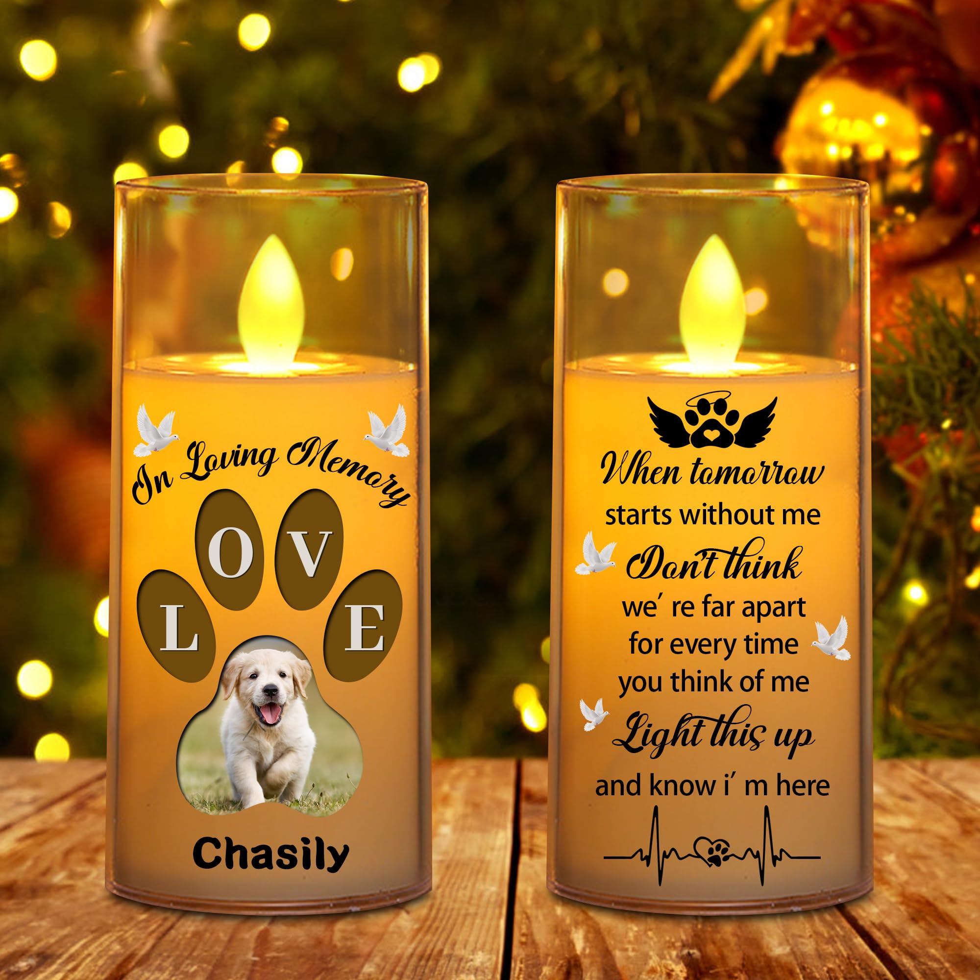 Ozinna Custom Dog Cat Photo Memorial Flameless Candle,Light This Up And Know I'm Here Personalized LED Candle Lights,Pet Dog Cat Remembrance Gift,Pet Loss Gifts, Loss of Dog Sympathy Gift