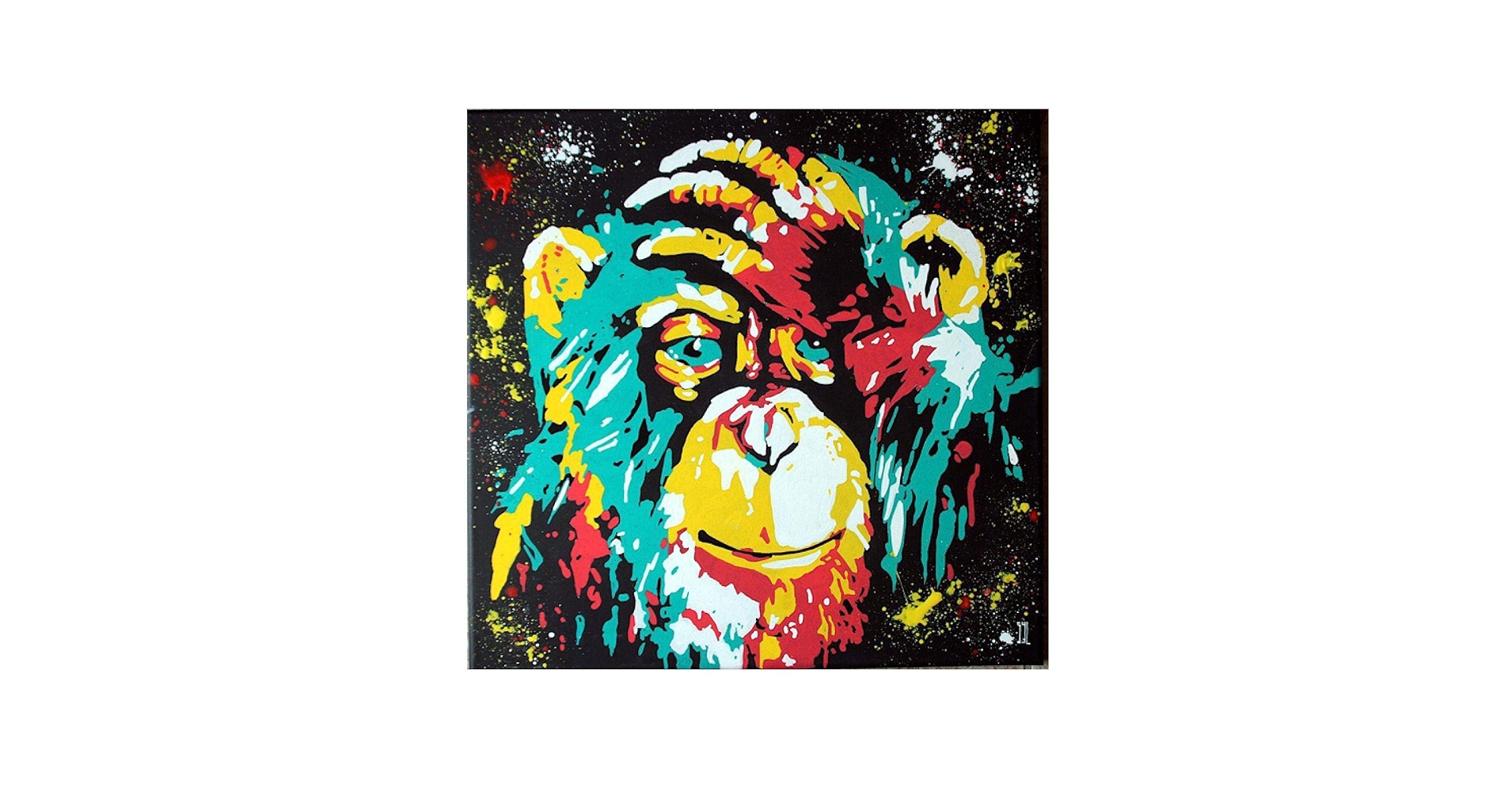 Amazon｜現代アートカラフルな落書きポップアートキャンバス絵画思考猿