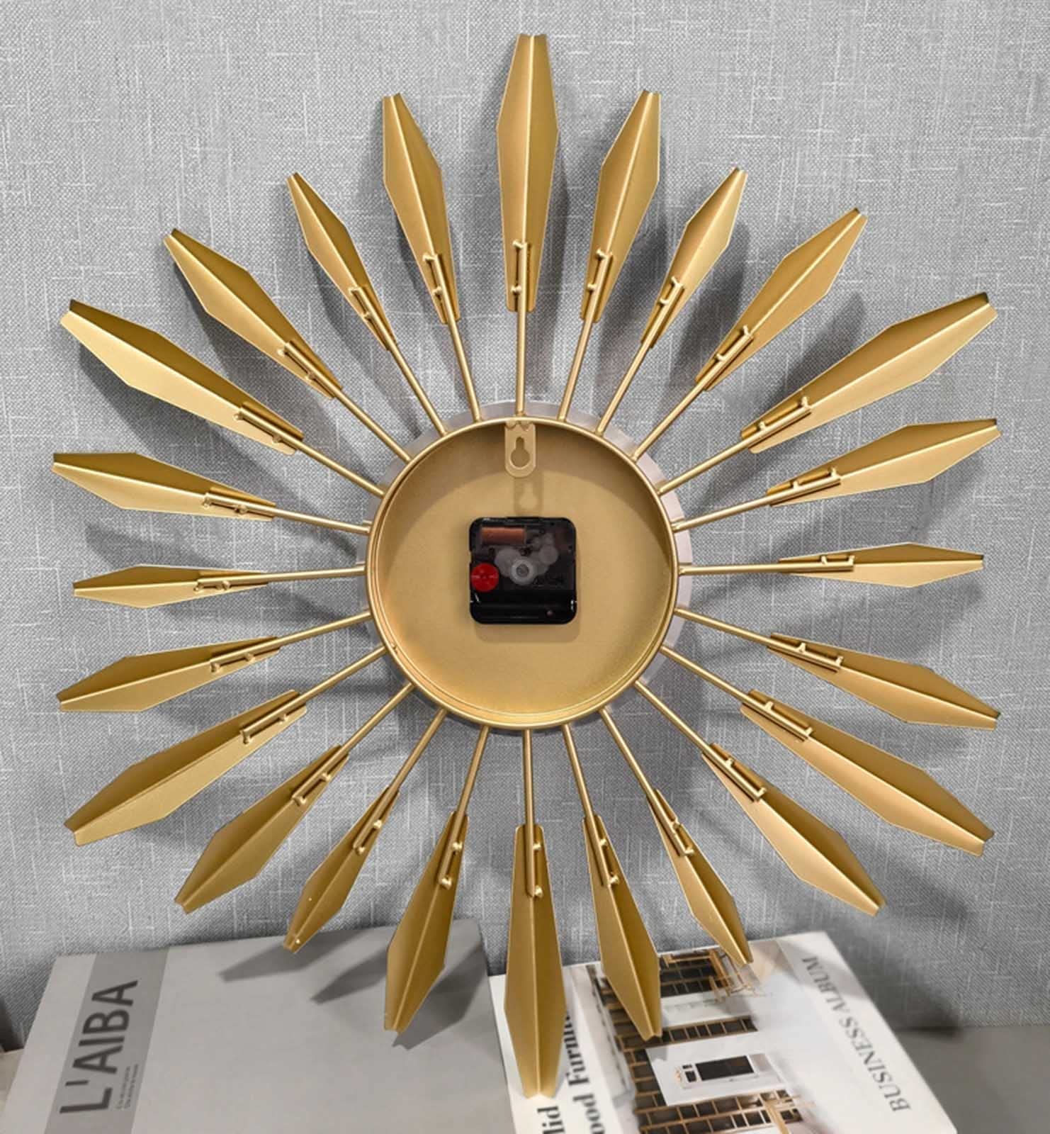 Dekoracyjny zegar ścienny Starburst, sztuka współczesna, duże metalowe zegary ścienne w stylu metalowym, ciche, nie tykające, zegarki na baterie, idealne do salonu, kuchni, biura, 70CM